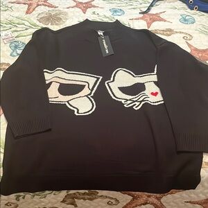 Karl Lagerfeld Black Sweater with Graphic Design